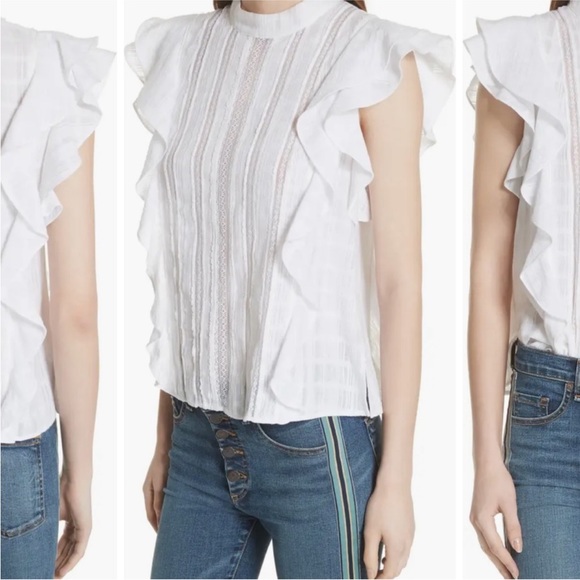 Veronica Beard Tops - Veronica Beard Sol Ruffle Detail Top